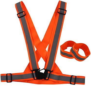 Reflective Vest, Reflective Glow Belt with 2Pack Reflector Armbands, Adjustable Elastic Safety Vest Outdoor Reflective Belt High Visibility, Ultralight & Comfy for Running, Jogging, Walking, Cycling,