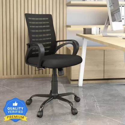 Nilkamal Giza Mid Back Ergonomic | Adjustable Height | Swivel | Push Back | Executive Fabric Office Arm Chai