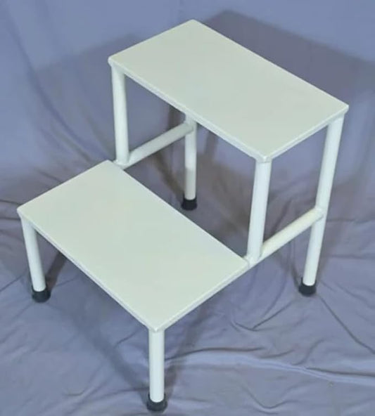 LISAMED Double Step Foot Stool, Metal Frame with Anti-Slip Top,Bedside Footstep for Hospital/Clinic/Nursing Home and Domestic Use