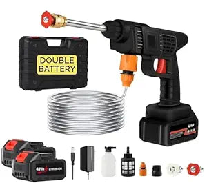 Flexi Madhav (Double_Battery) Cordless Portable Wireless Pressure Washer Gun 48V 12000mah High Pressure Water Gun for Car Wash