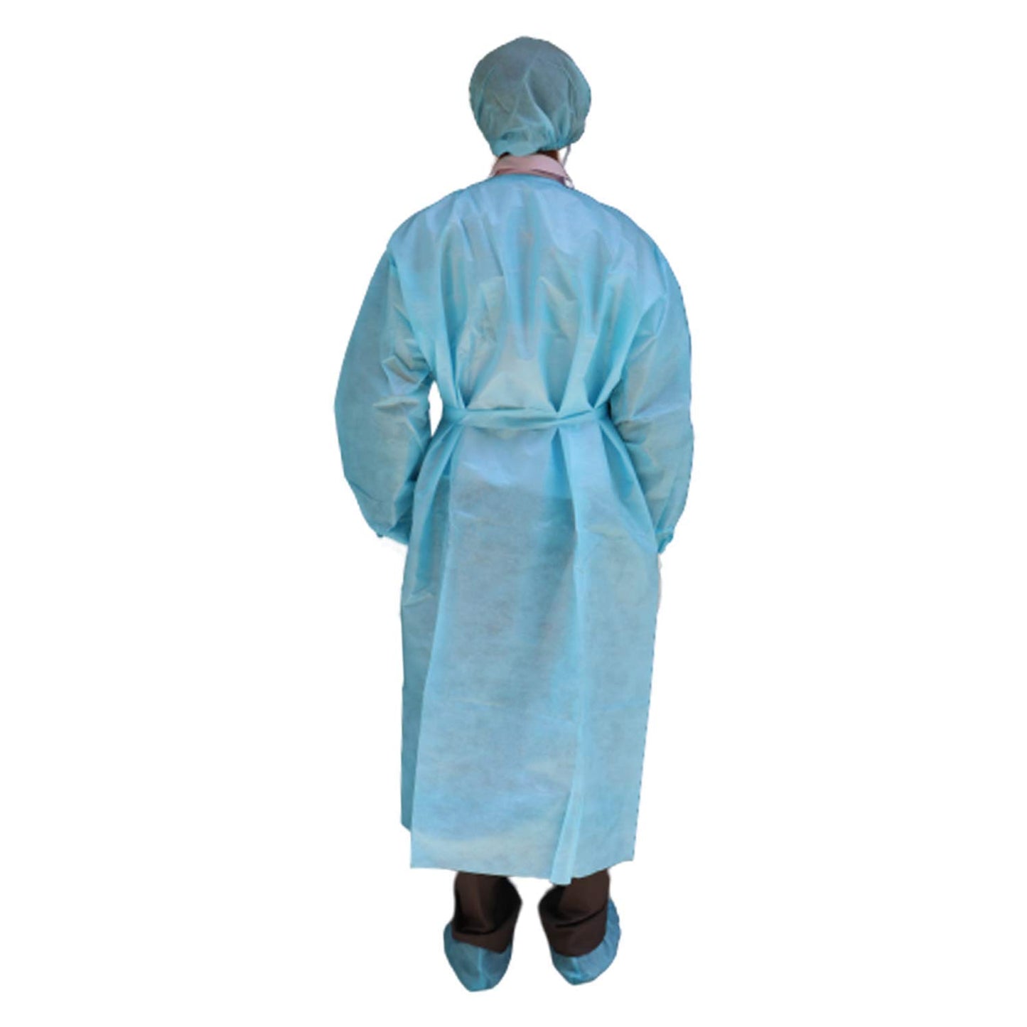 CUFF- SHIELD Non Woven Polypropylene Disposable Surgical Isolation Gown (Pack of 5 pcs, Color-Blue, Length-48inch, Knitted Cuff, Size-Regular fits all) - 40 GSM Spun-Bond Breathable Fabric