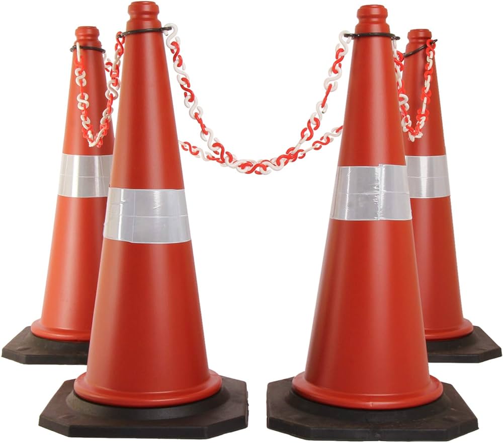 Ladwa 750mm Red & Black PVC Traffic Safety Cones