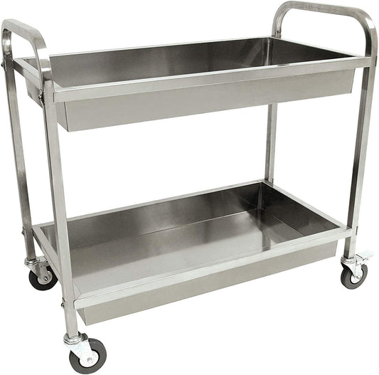 INDIAN DECOR. 55744 Stainless Steel Chrome Color Serving Cart, Bar Trolley, Kitchen Trolley, Serving Trolley, Hospital Trolley, Trolley for Dental Clinic - Stainless Steel