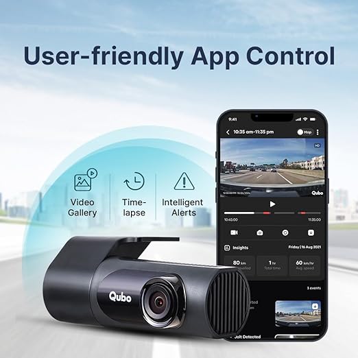 Qubo Car Dash Camera Pro X 3MP 1296p from Hero Group | Made in India | Super Capacitor| Wide Angle View | Emergency Recording | SD Card Upto 1TB Supported | Easy DIY Set Up