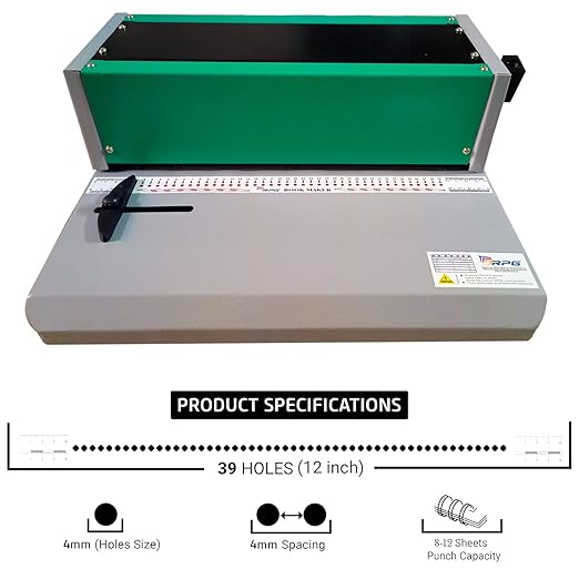 RPGlami Rpg A4 Size Spiral Binding Machine -12 Inch 39 Holes (Single Handed Power)