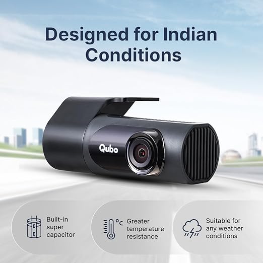 Qubo Car Dash Camera Pro X 3MP 1296p from Hero Group | Made in India | Super Capacitor| Wide Angle View | Emergency Recording | SD Card Upto 1TB Supported | Easy DIY Set Up