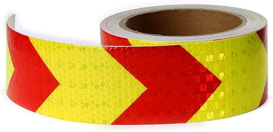 AISEY Reflective Tape Waterproof High Visibility Red & Yellow, Industrial Marking Tape Heavy Duty Hazard Caution Warning Safety Adhesive Tape Outdoor 2 Inch by 30 Feet