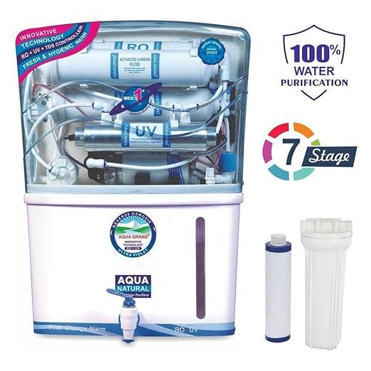 Aqua Grand Plus RO Domestic Water Purifier (RO+ LED UV+UF+COPPER+ HIGH TDS MEMBRANE+ TDS CONTROL) Fully Automatic, Best For Home/Office Use | 12 Liter Storage