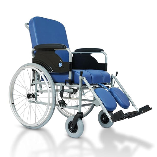 VERMEIREN 9300 Reclining Premium Wheelchair | Commode Chair with Sturdy Frame, Foldable & Extra Padded Seats, Upto120Kg Weight Capacity - Belgium Technology