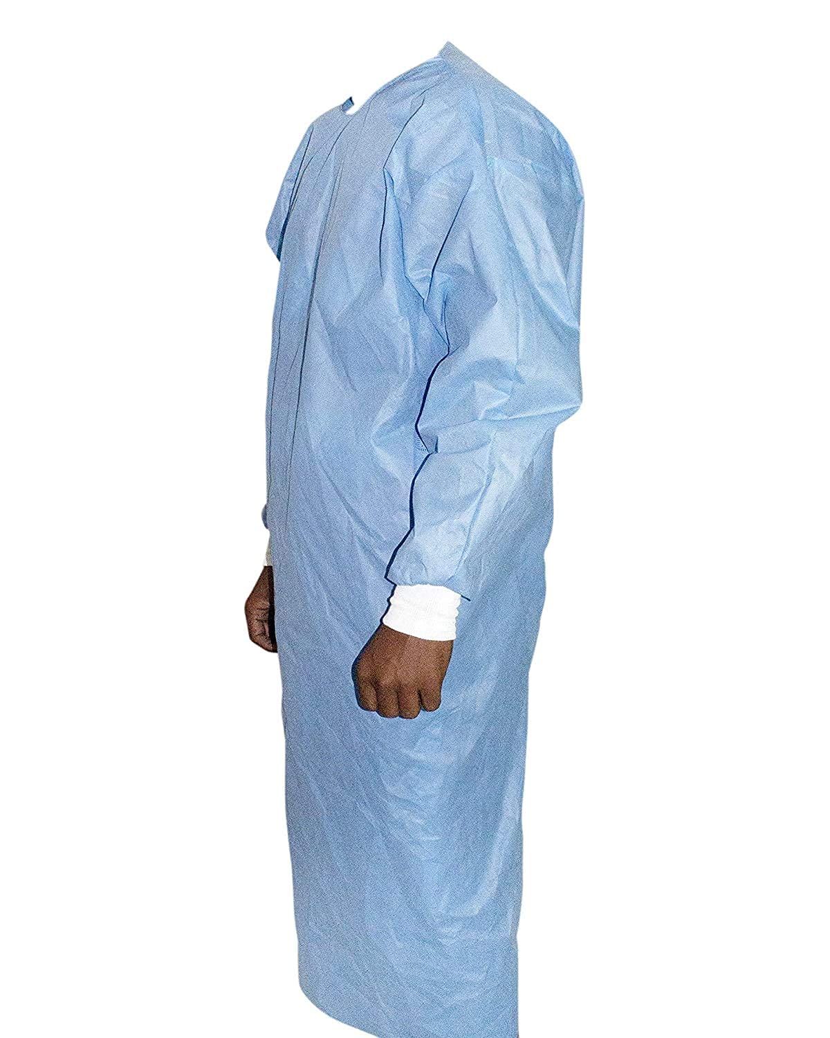 CUFF- SHIELD Non Woven Polypropylene Disposable Surgical Isolation Gown (Pack of 5 pcs, Color-Blue, Length-48inch, Knitted Cuff, Size-Regular fits all) - 40 GSM Spun-Bond Breathable Fabric