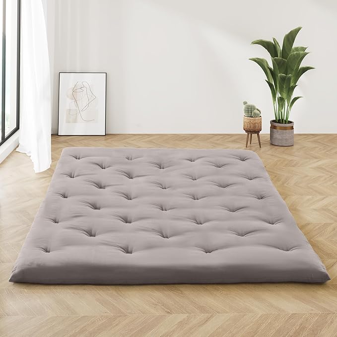 IMSMARTMART Futon Mattress Queen Futon Mattress 30"x 72" Foldable Roll Up 2.5" Tatami Futon Mattress Multi Scene Floor Mattresses Yoga Living Room, Light Grey