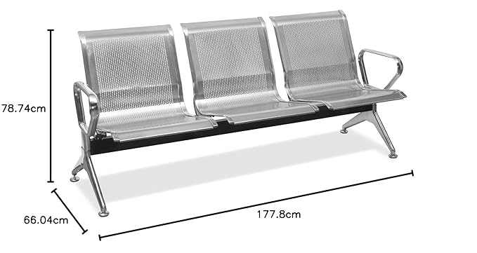 Aashirwad Three (3) Seater Chair Stainless Steel Waiting Area Visitor Reception Chair (Set of 2 Pieces)