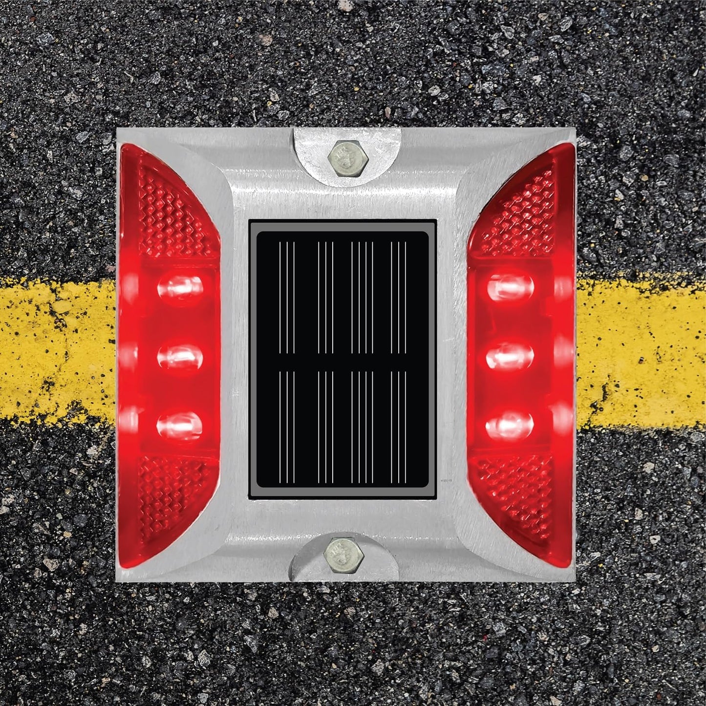 Kh Solar Road Stud Light Road Reflector Waterproof 6 LED Solar Powered Blinker for Anti-diecast Aluminum Deck Lights for Driveway, Dock, Markers, Step, Staircase, Garden