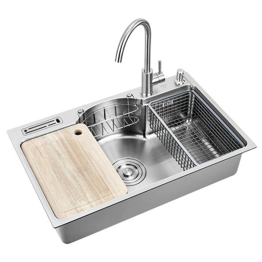 Multi-Functional Stainless Steel Kitchen Sink with Accessories – Double Bowl, Chopping Board & Drain Basket